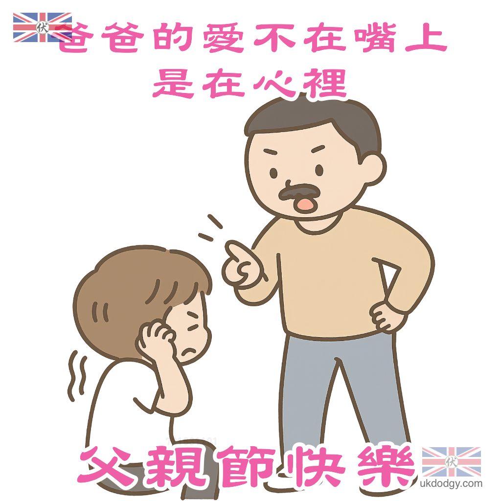 爸爸的愛不在嘴上是在心裡 – 父親節快樂圖