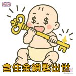含住金鎖匙出世 - Q版可愛卡通圖案