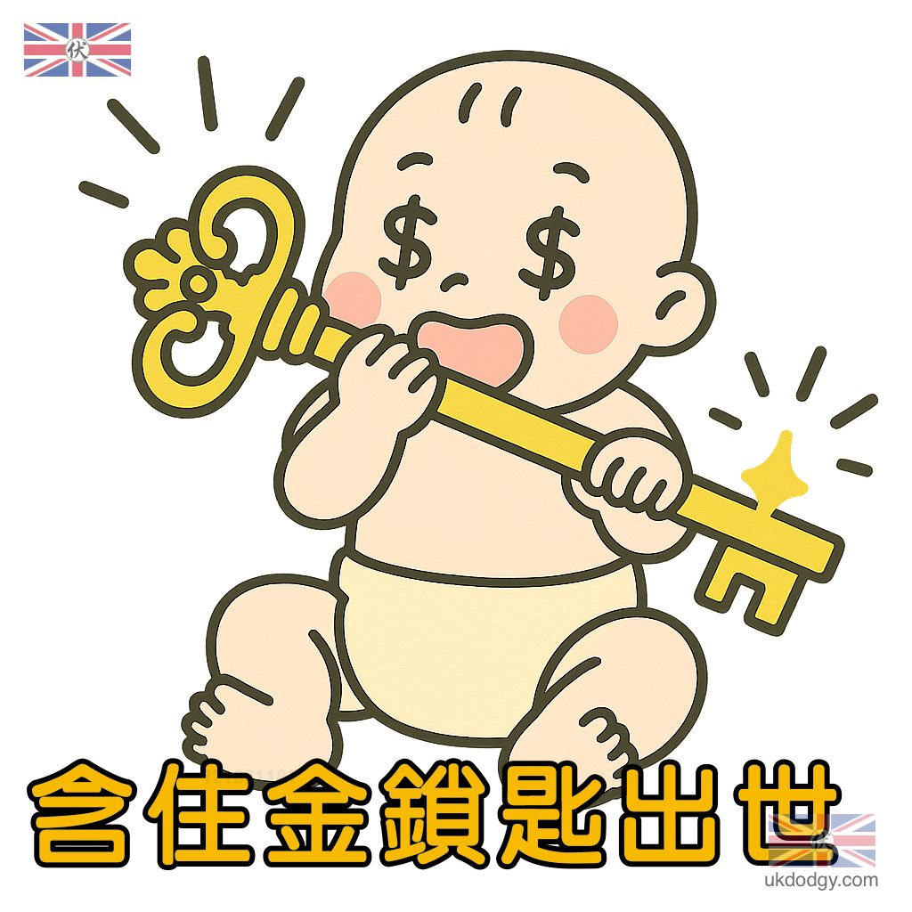 含住金鎖匙出世 – Q版可愛卡通圖案