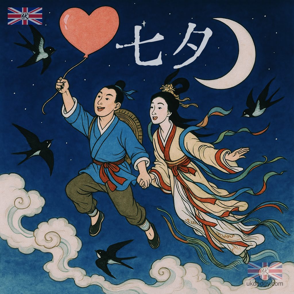 七夕乞巧節牛郎織女圖