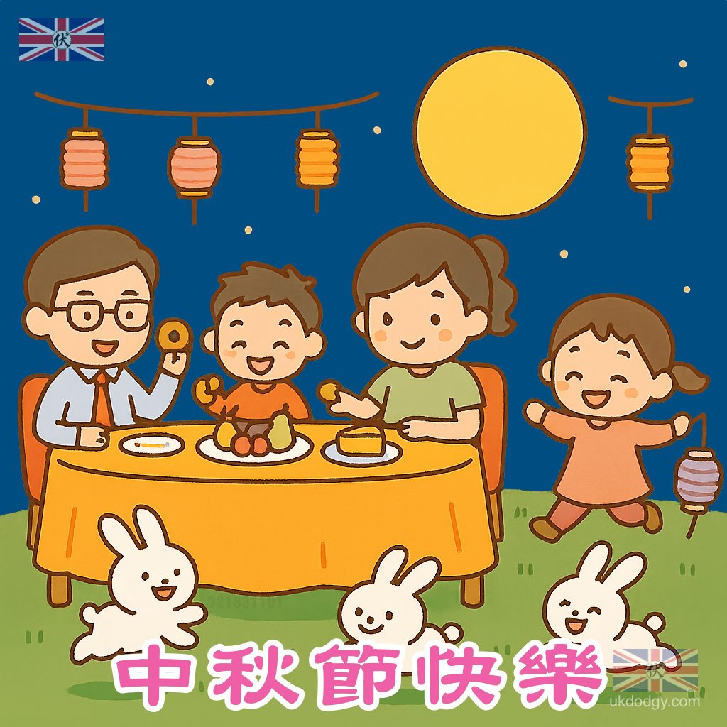 中秋節團圓飯Q版卡通圖案