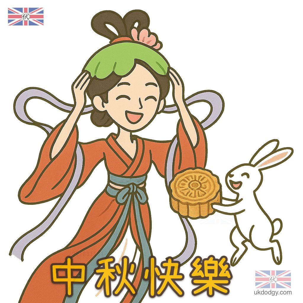 八月十五中秋節清新插畫
