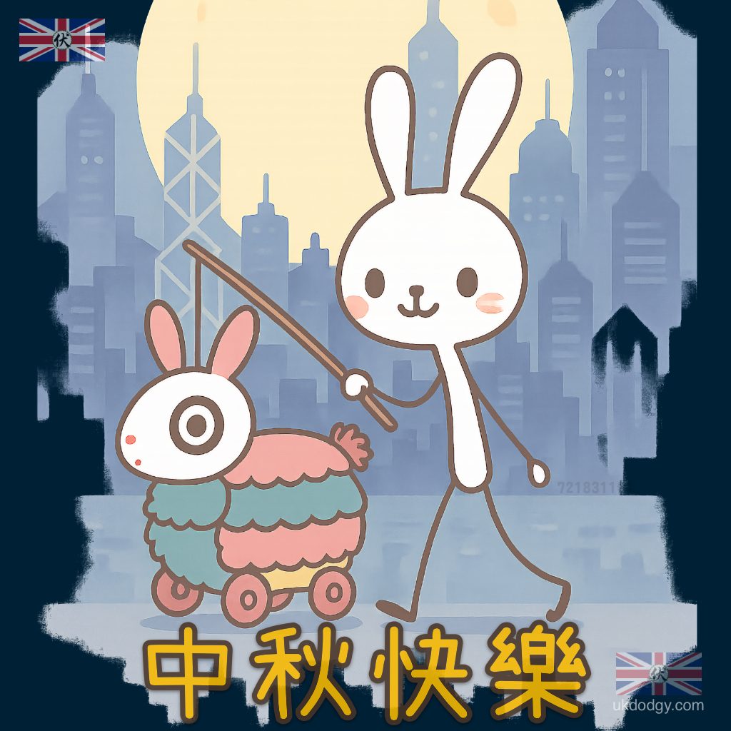 中秋節卡通圖 | 香港玉兔兔仔燈籠插畫