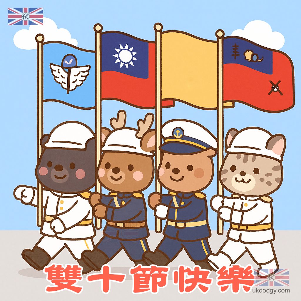 台灣國慶插畫|可愛卡通風格國慶典禮
