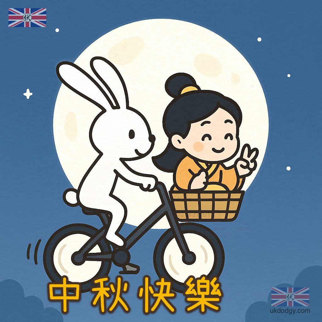 免費可愛Q版中秋節圖案|嫦娥奔月玉兔插畫下載