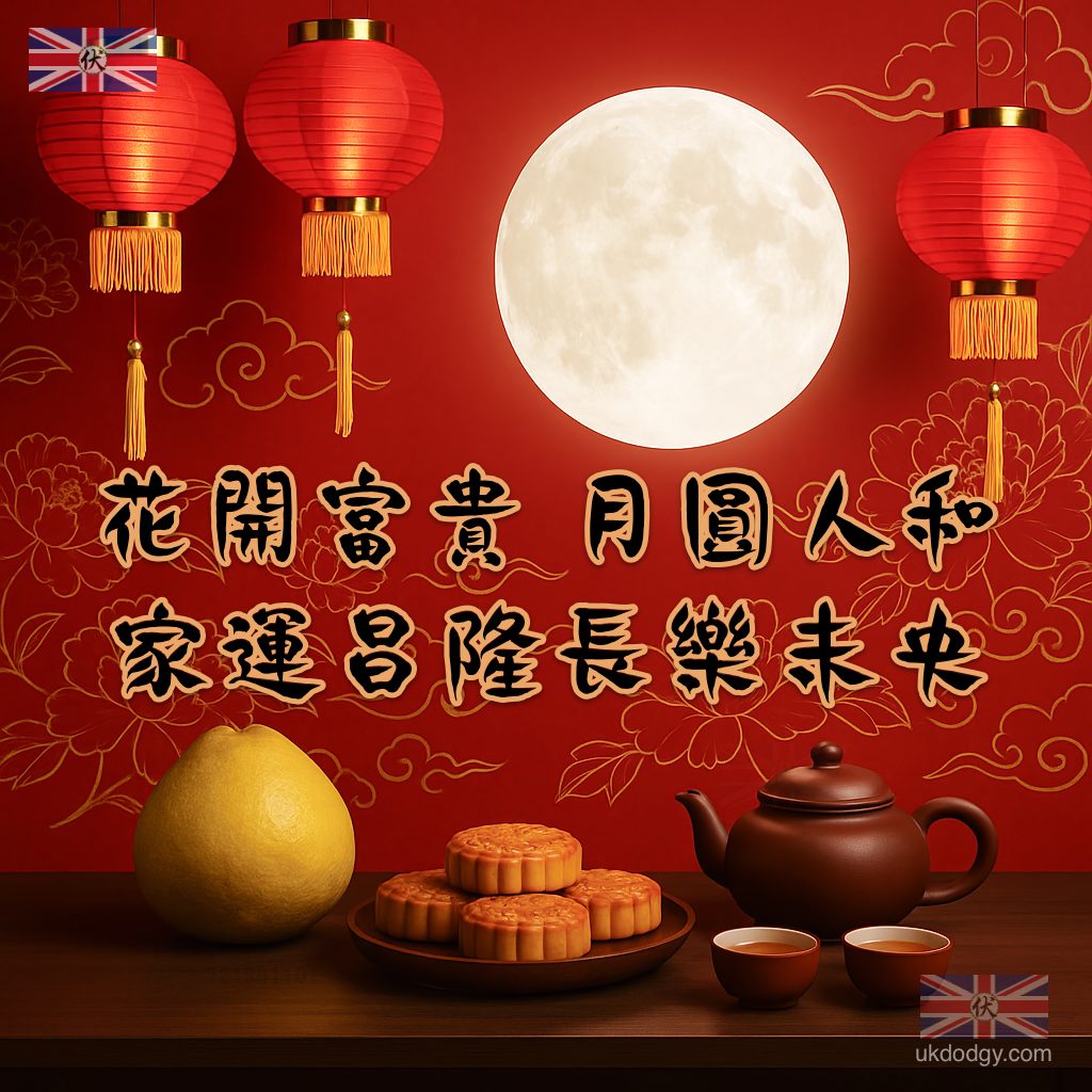 中秋節祝福長輩圖 | 紅燈籠映月 喜慶長壽