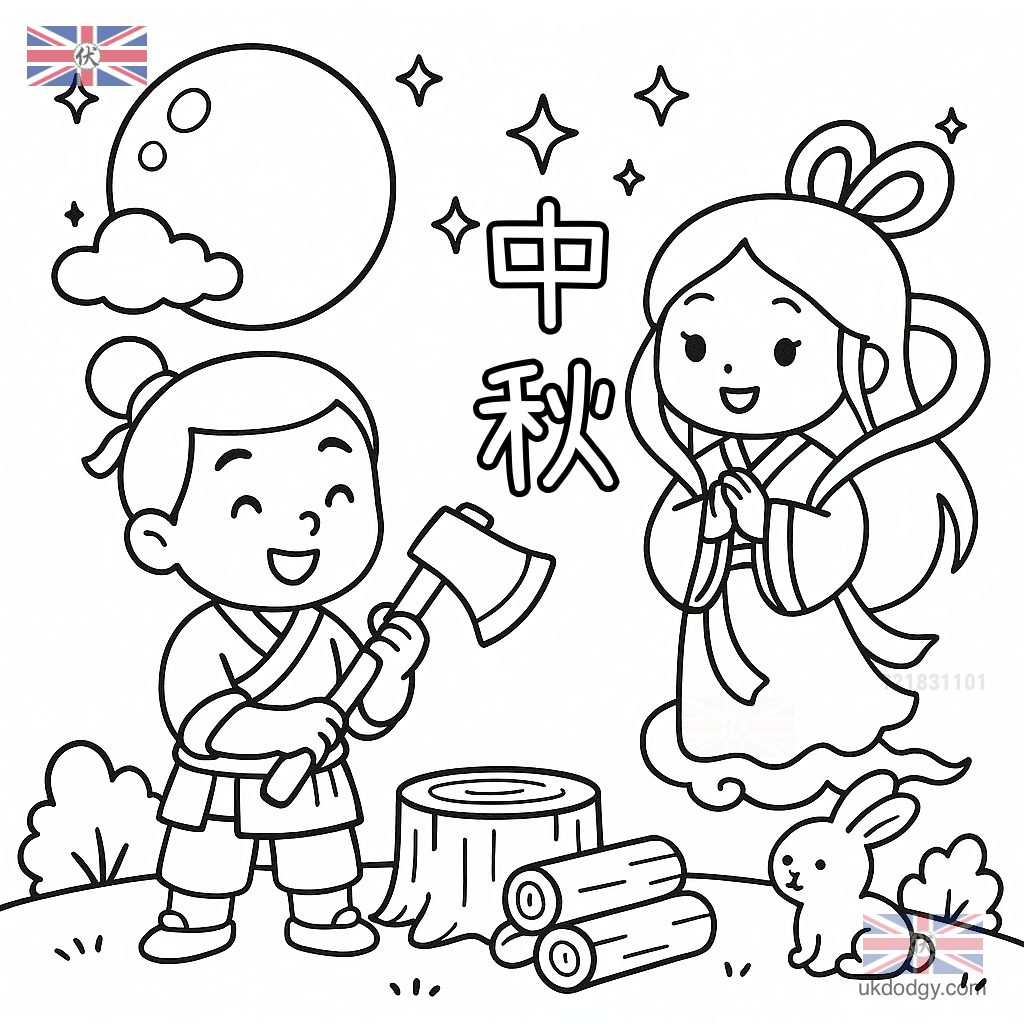 中秋節黑白圖