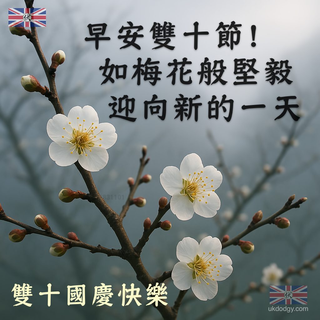 雙十節早安圖 | 國花梅花綻放