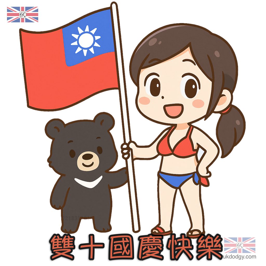 國旗正妹穿比基尼迎國慶升旗了! 雙十節快樂
