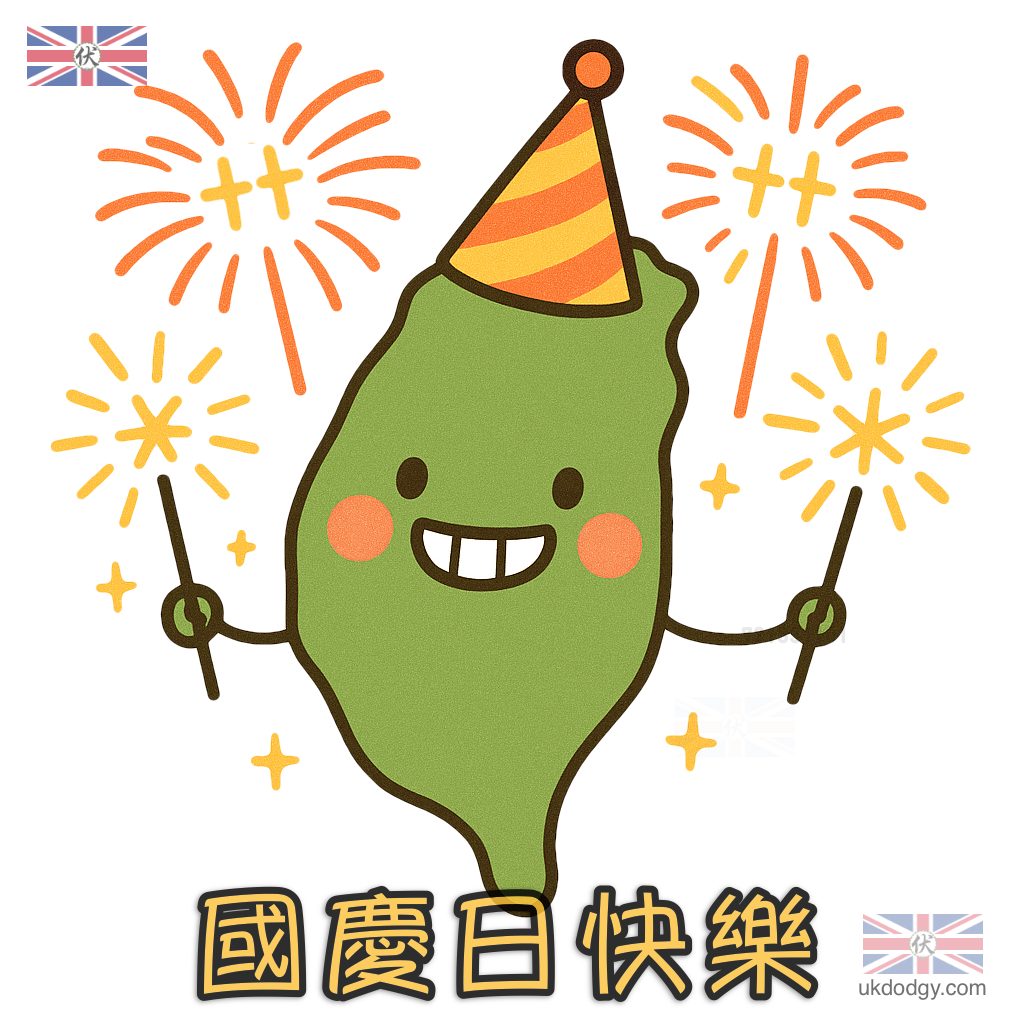 國慶日 Q 版台灣島插畫 
