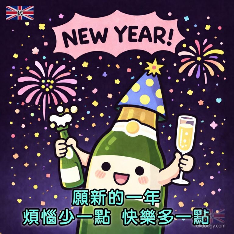 元旦跨年 Q版卡通香檳插畫 - 英國伏味濃