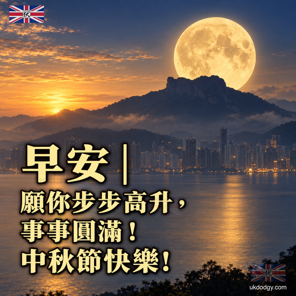 香港中秋節早安圖｜步步高升的溫馨早安祝福