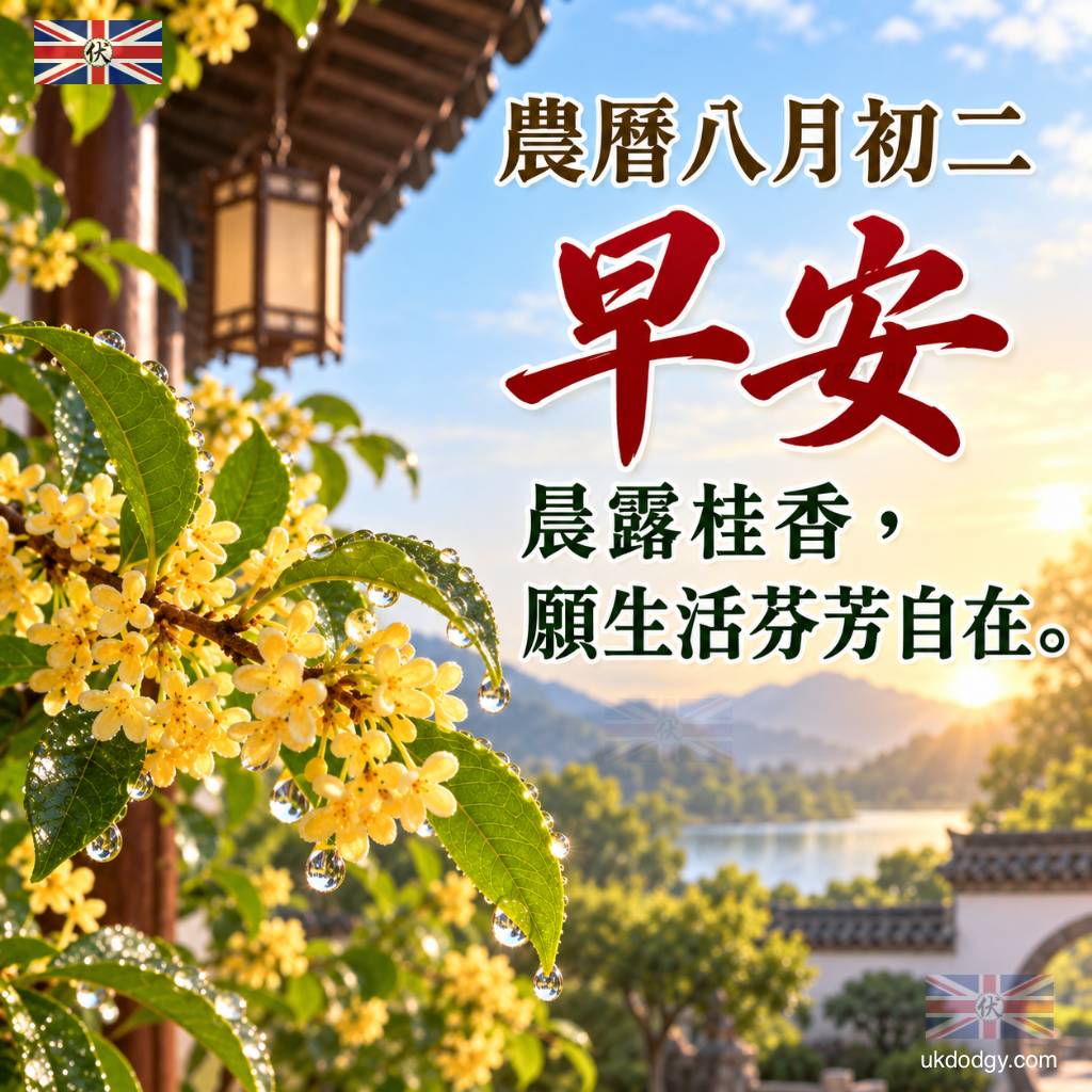 農曆八月初二早安圖|晨露桂香,願生活芬芳自在