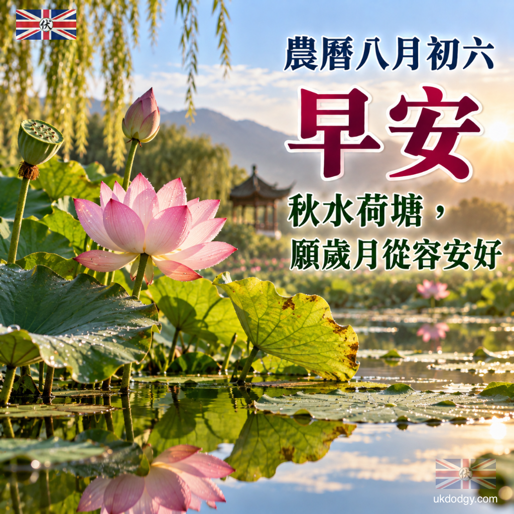 農曆八月初六早安圖｜秋水荷塘，願歲月從容安好