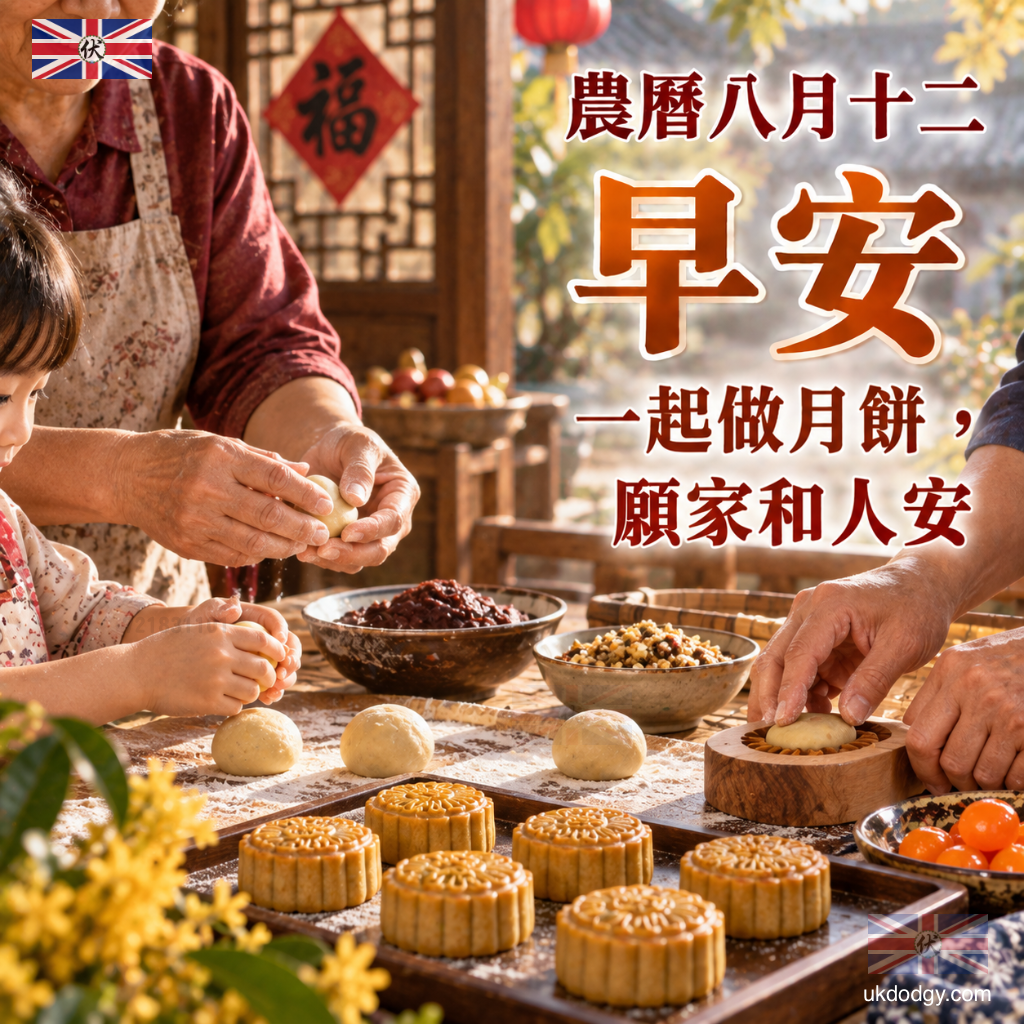農曆八月十二早安圖|一起做月餅,願家和人安