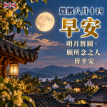 農曆八月十四早安圖｜明月將圓，願所念之人皆平安