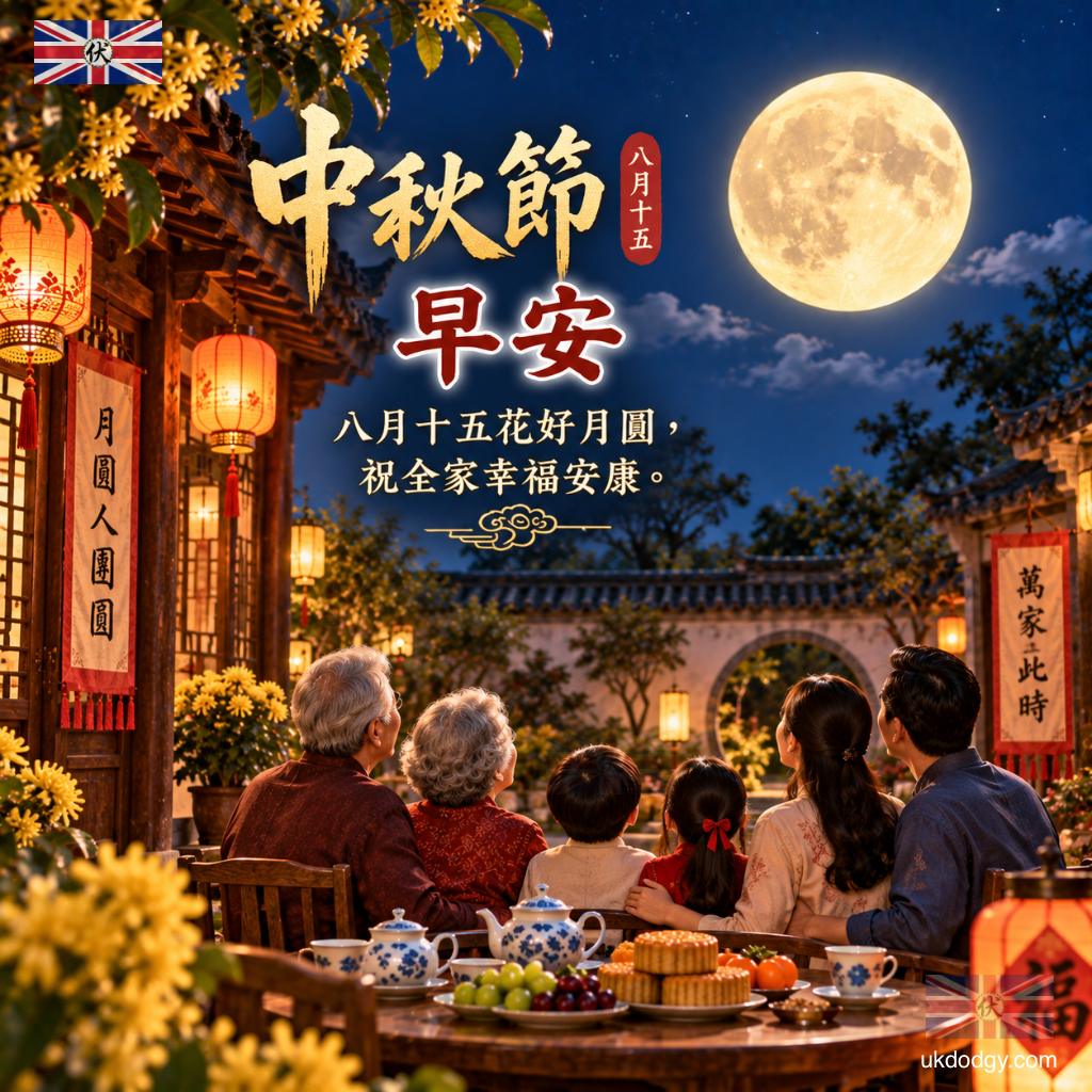 中秋節早安圖｜農曆八月十五花好月圓，祝闔家幸福