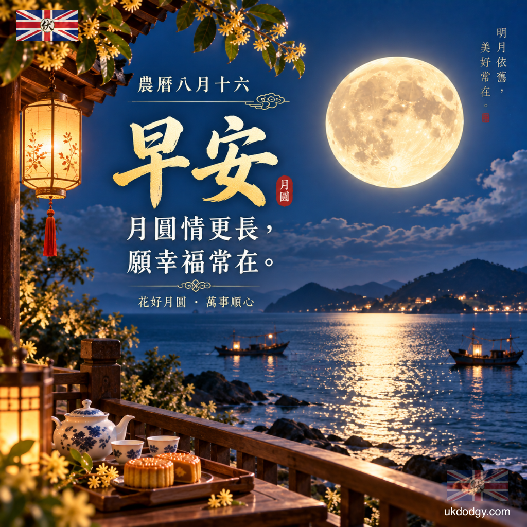 農曆八月十六早安圖｜月圓情更長，願幸福常在