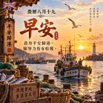 農曆八月十九早安圖｜晨舟平安歸港，願努力皆有收穫
