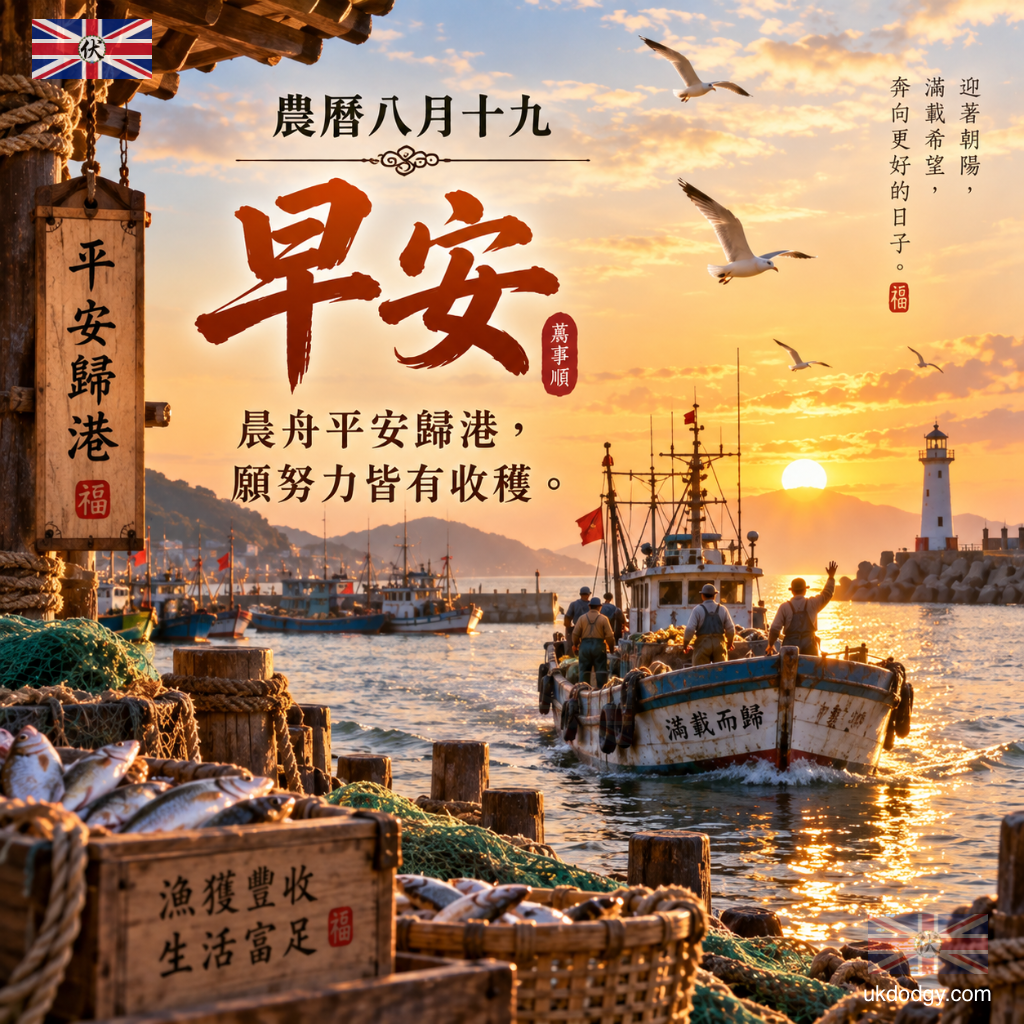 農曆八月十九早安圖｜晨舟平安歸港，願努力皆有收穫