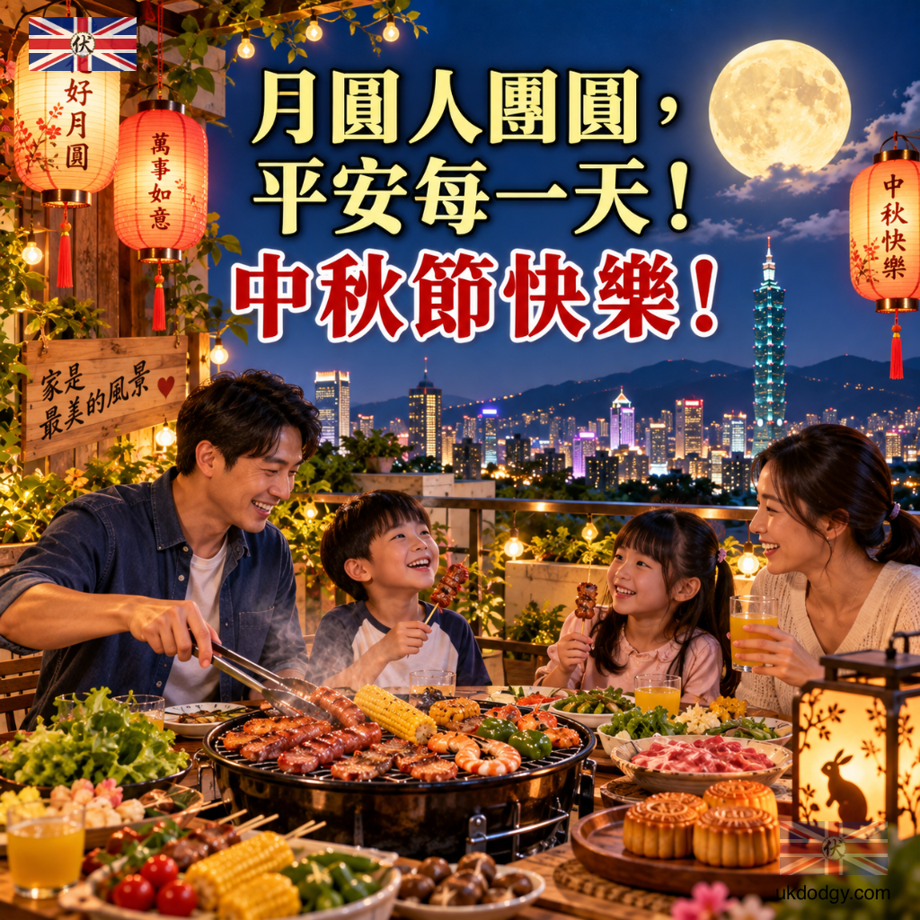 中秋節烤肉祝福圖|月圓人團圓,平安每一天