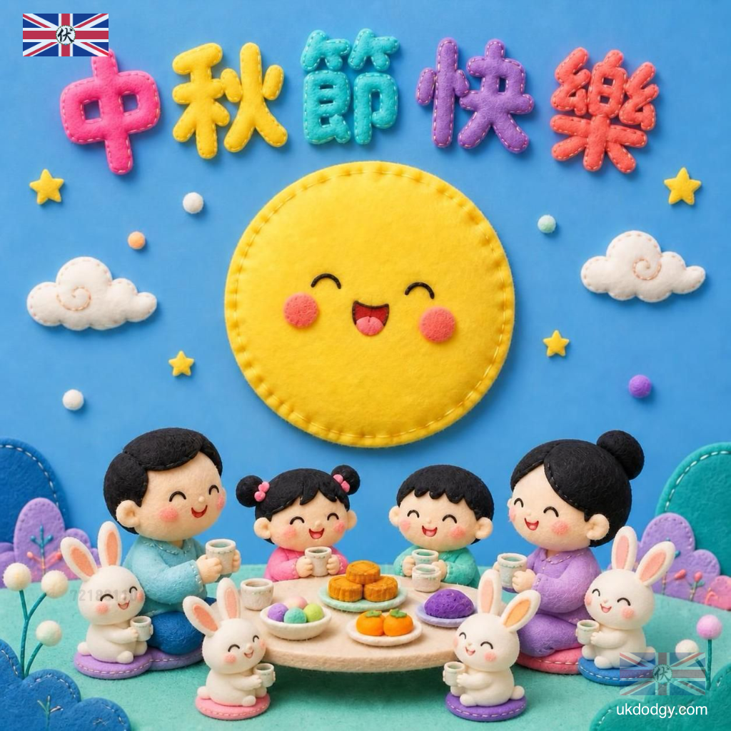 中秋節卡通圖案|月下團圓飯