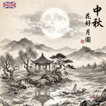 中秋節水墨畫風