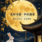 中秋節海報設計｜滿月玉兔傳統風圖片免費下載