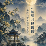 中秋節海報設計｜月映山河傳統東方風圖片素材