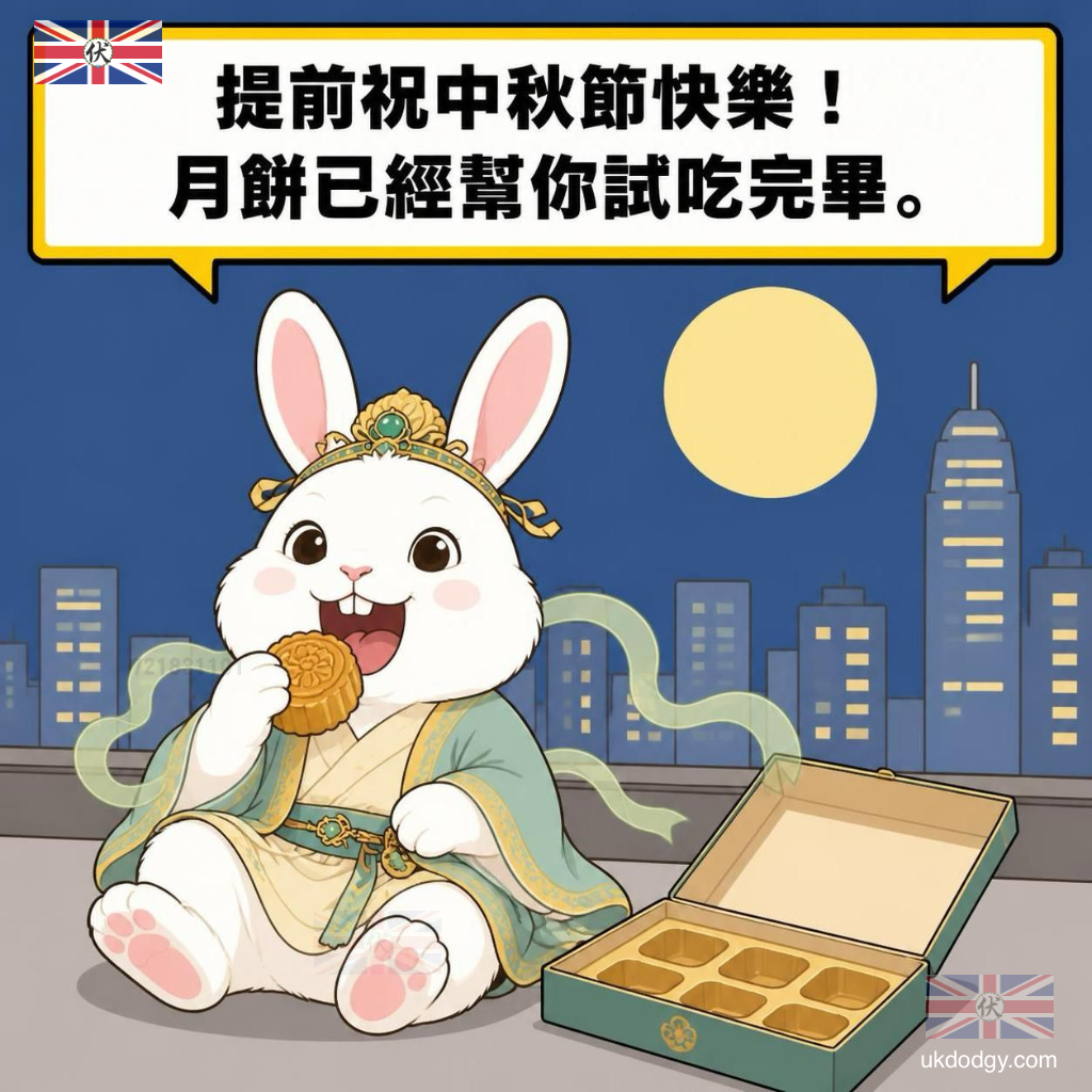 提前祝中秋節快樂:玉兔月餅祝福圖片