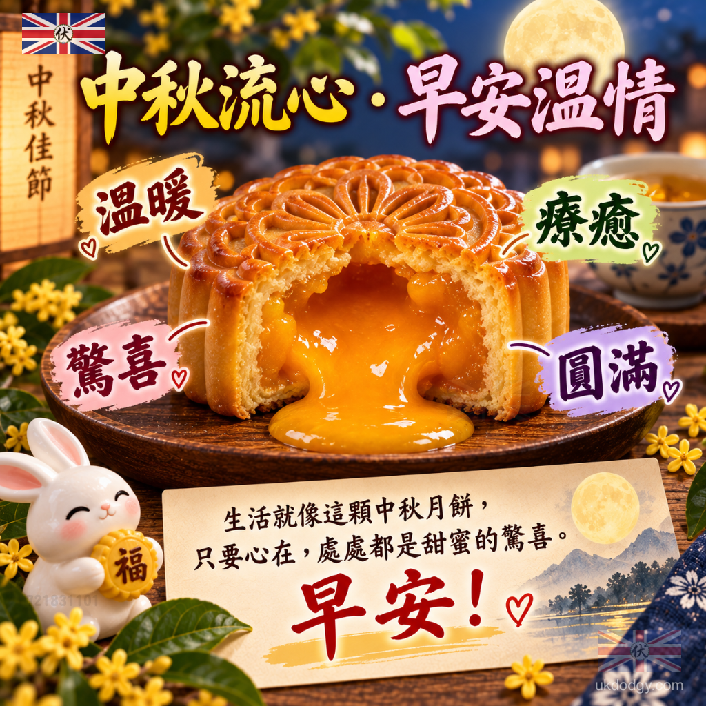 中秋節賀圖|流心月餅送上早安溫情