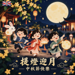 中秋節 - 提燈籠遊園賀卡