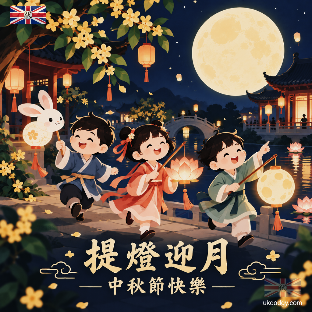 中秋節 - 提燈籠遊園賀卡
