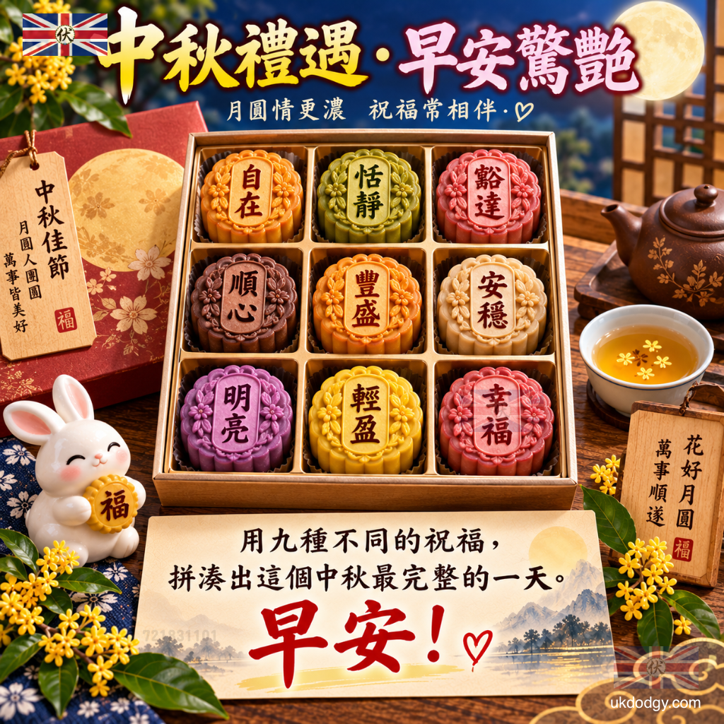 中秋節問候圖|九款祝福拼出圓滿早安