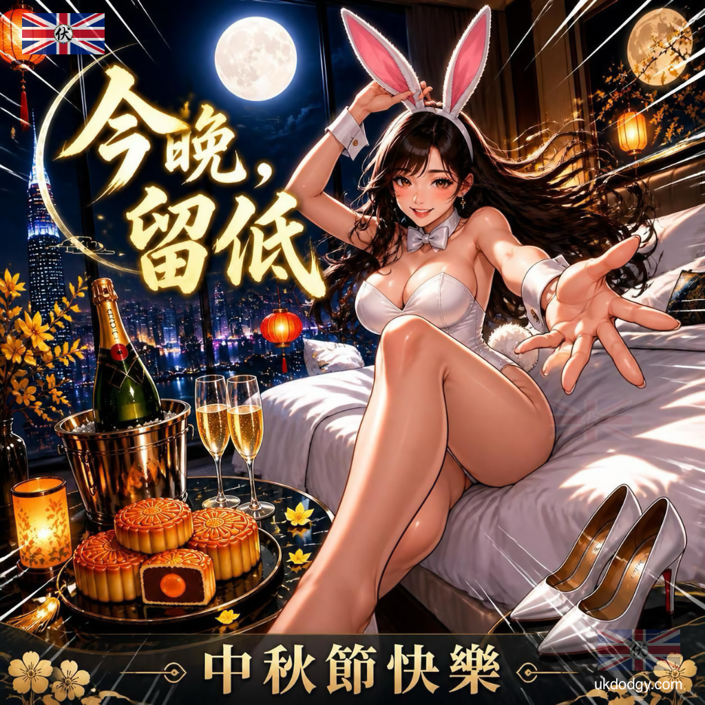 中秋節圖片與電子賀卡|玉兔月夜浪漫祝福素材