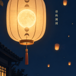 月亮燈籠中秋手機桌布下載｜湖畔夜景手機背景