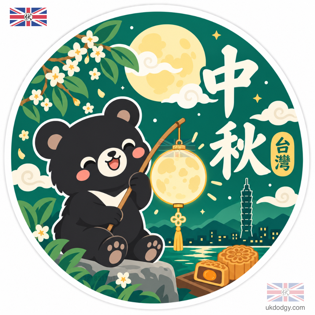 台灣黑熊中秋節貼紙