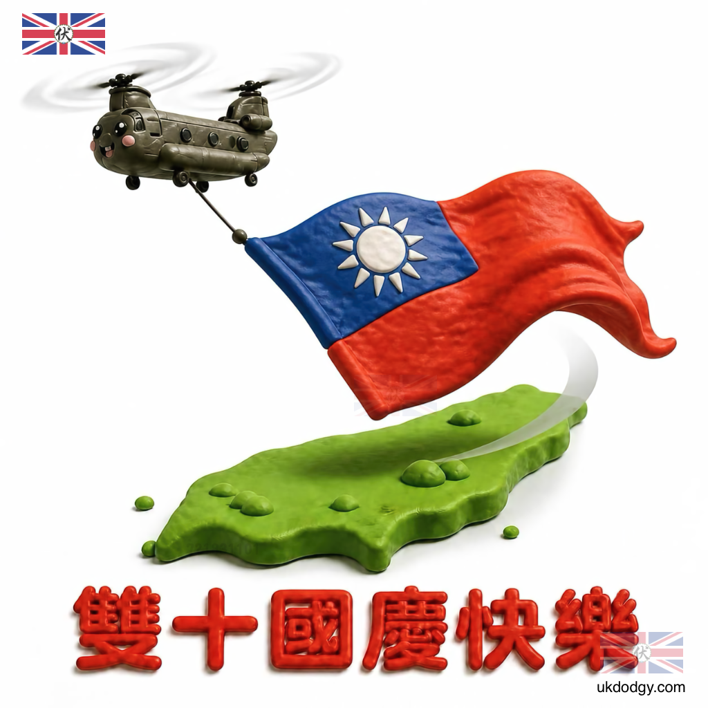 CH-47契努克運輸直升機吊掛巨幅國旗|Q版雙十國慶圖片