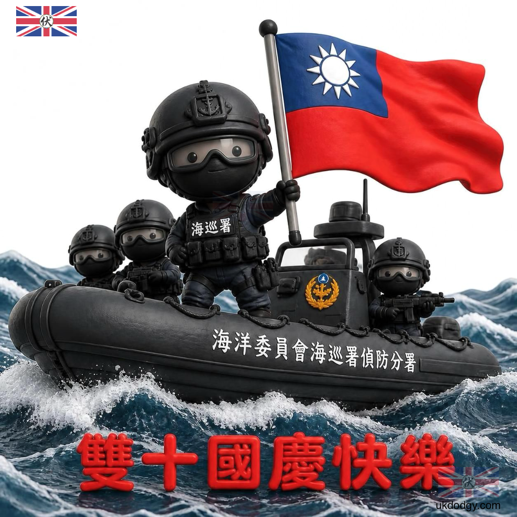 海巡署偵防分署雙十節祝福圖|海巡人員國慶插畫