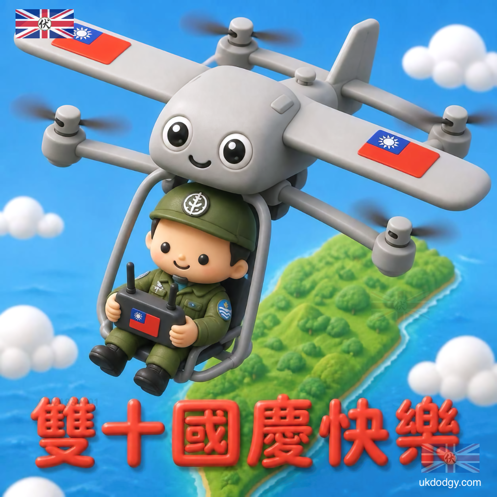 海委會海巡署 JUMP20 無人機|雙十節 Q版可愛祝福圖片