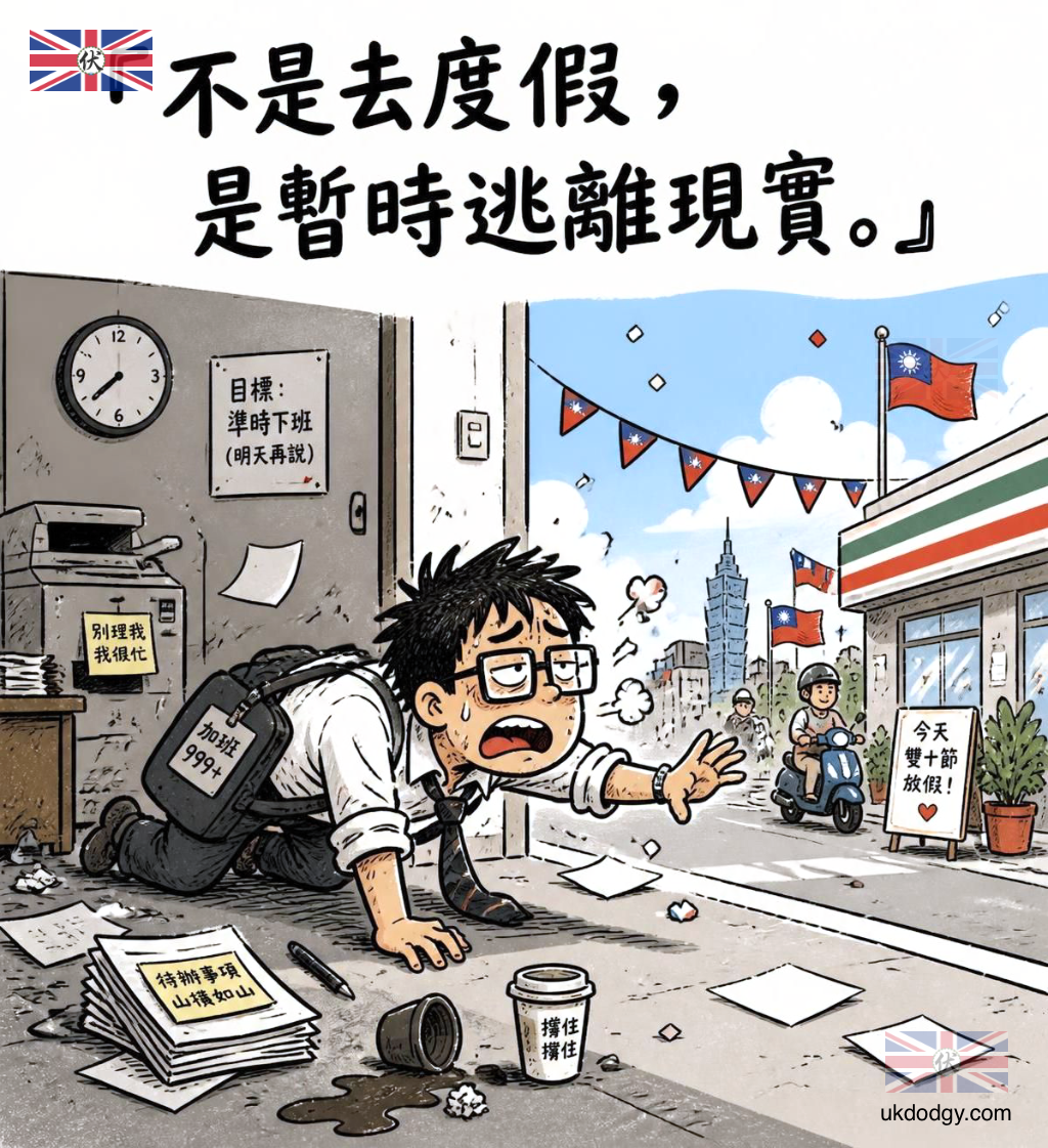雙十節放假前社畜梗圖:暫時逃離現實