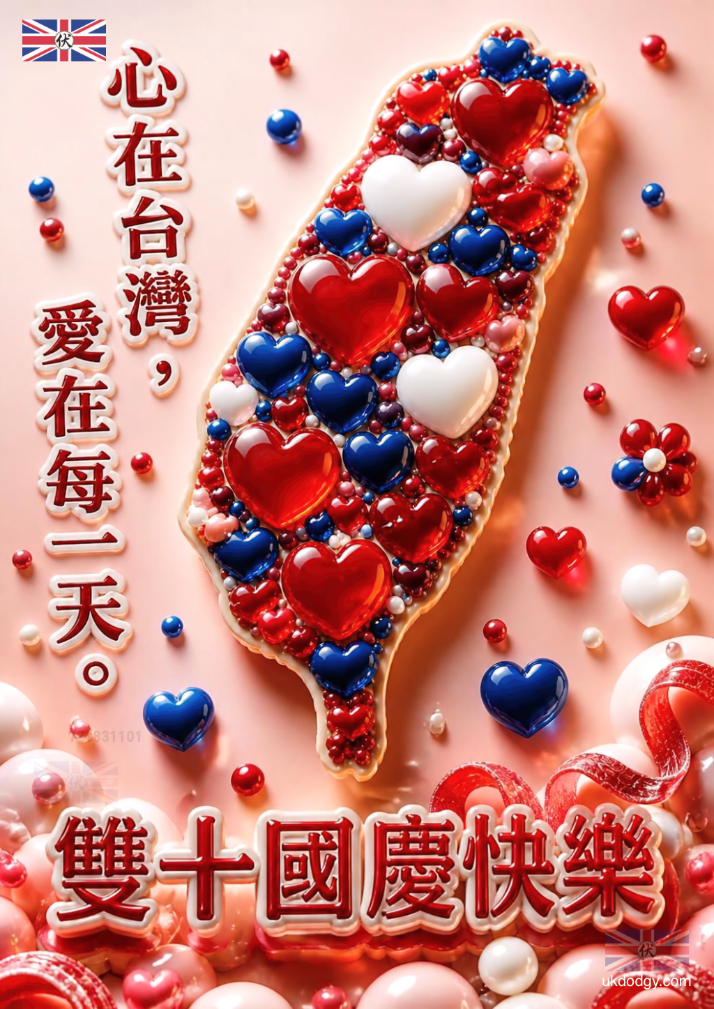 國慶日圖片|甜美愛心風格雙十節海報