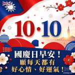 國慶日早安圖|願每天都有好心情、好運氣