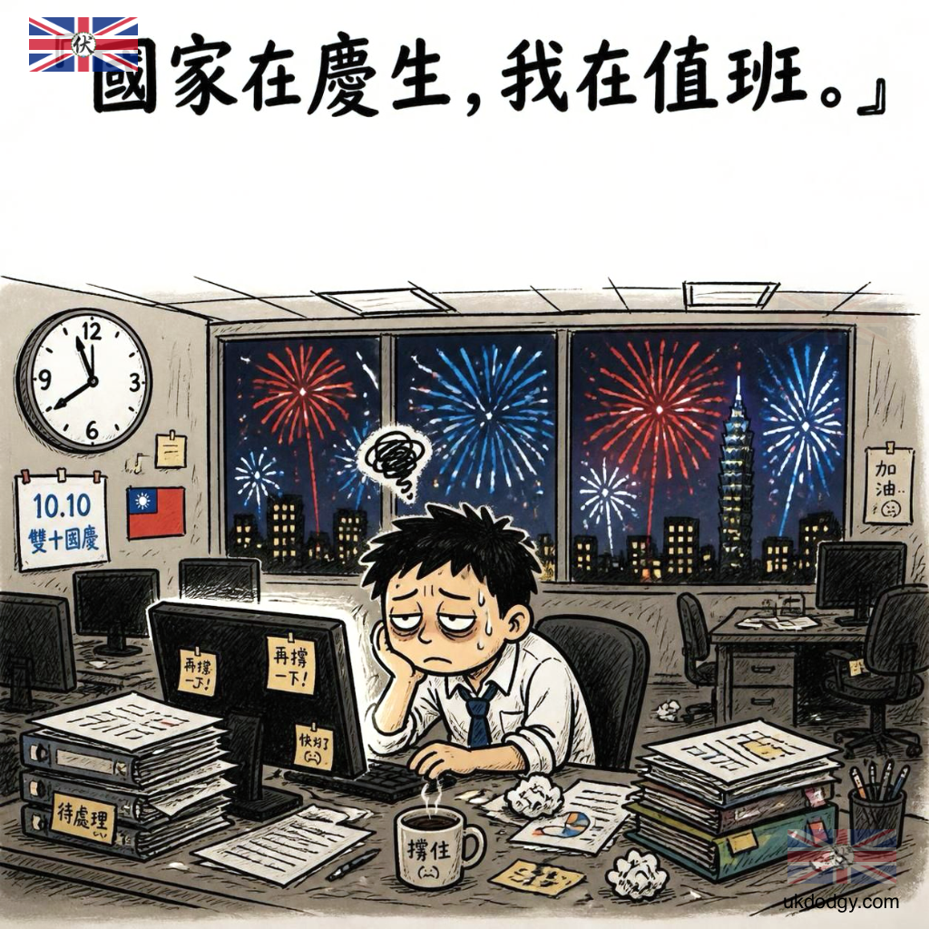 國慶日值班梗圖：國家在慶生，我在加班