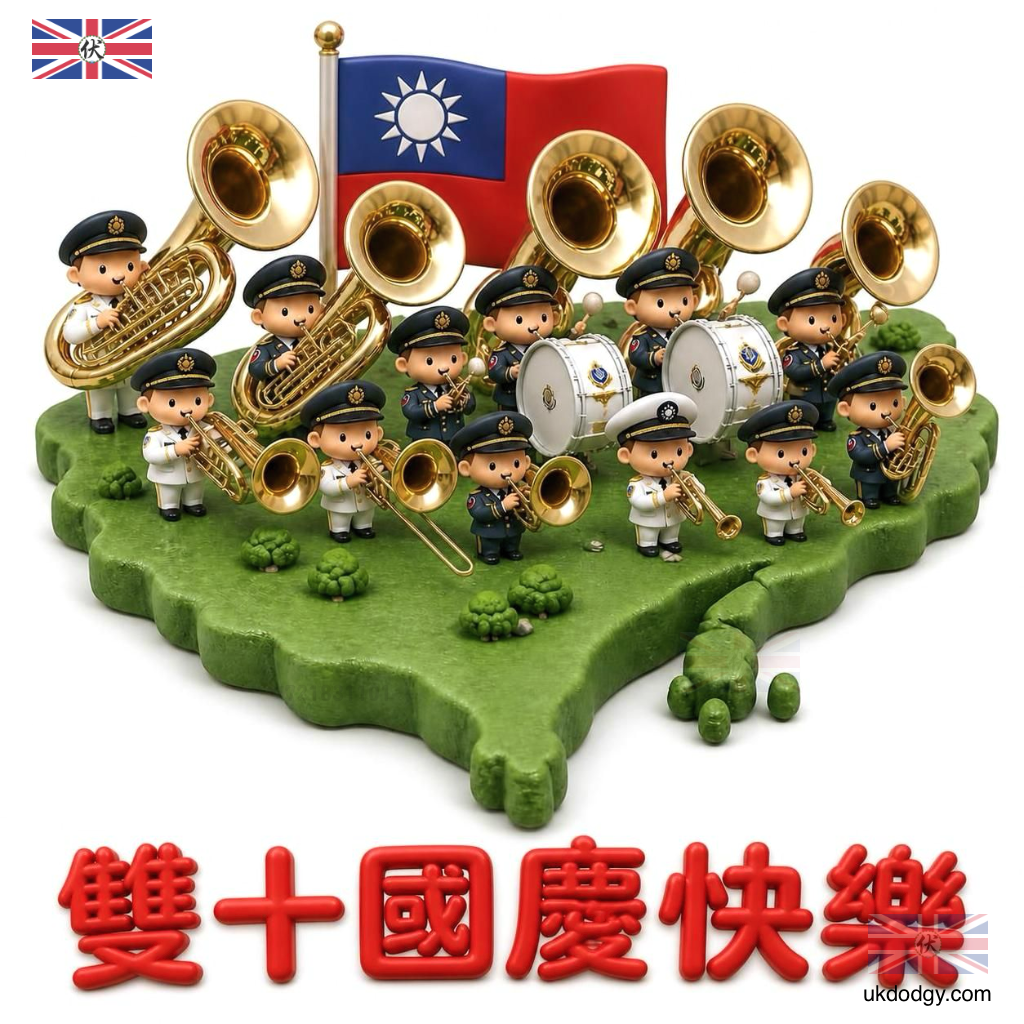雙十節快樂!中華民國國防部聯合樂隊 Q版國慶插畫