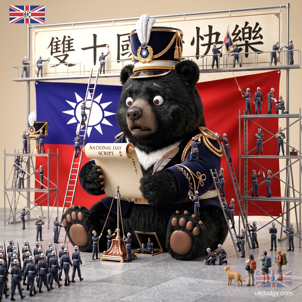 中華民國115年國慶圖片｜Q版黑熊雙十節祝福素材