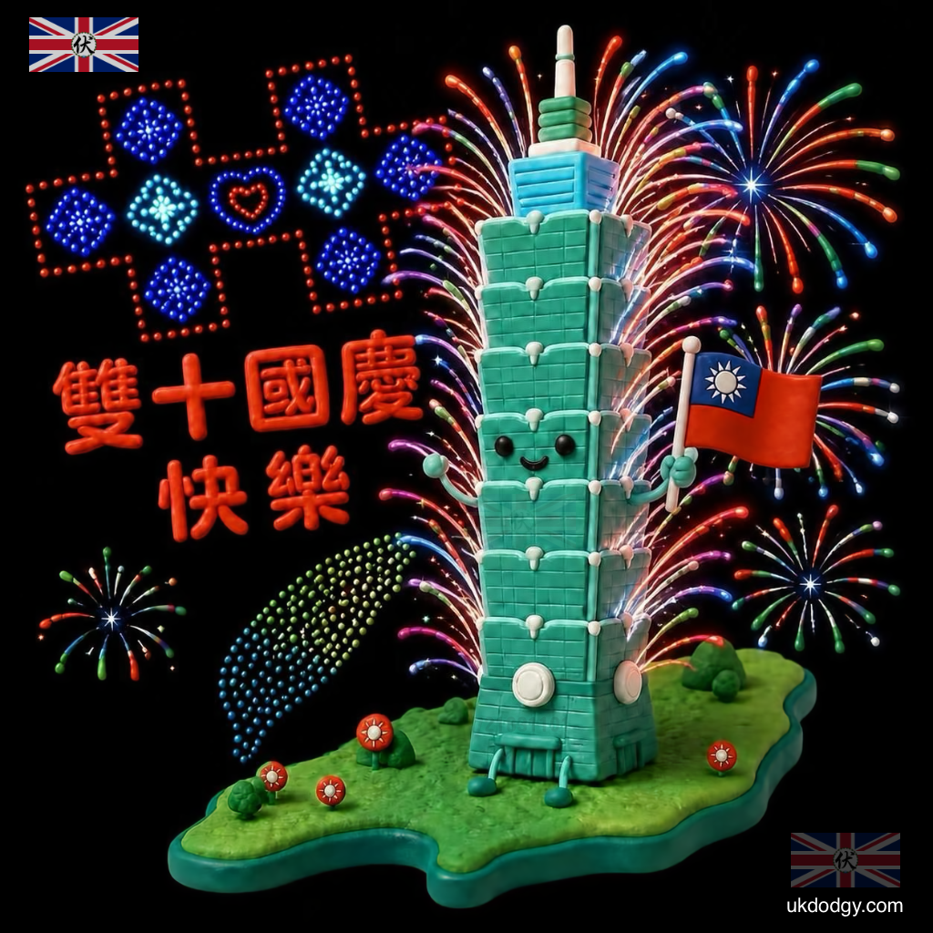 台北101國慶無人機與煙火秀：Q版雙十節圖片欣賞