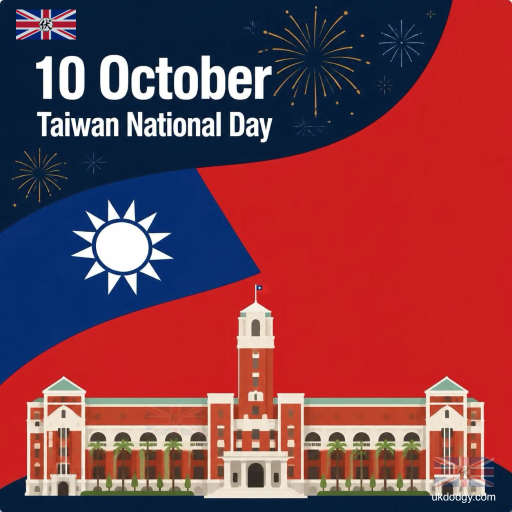 Taiwan National Day Flag and Presidential Office Image